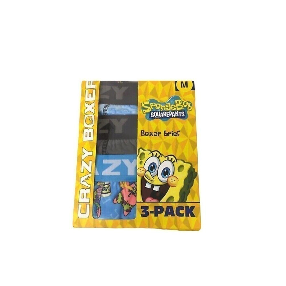 Crazy Boxer Spongebob 3 Pack Mens Underwear M 32”-34” New With Tags AR121